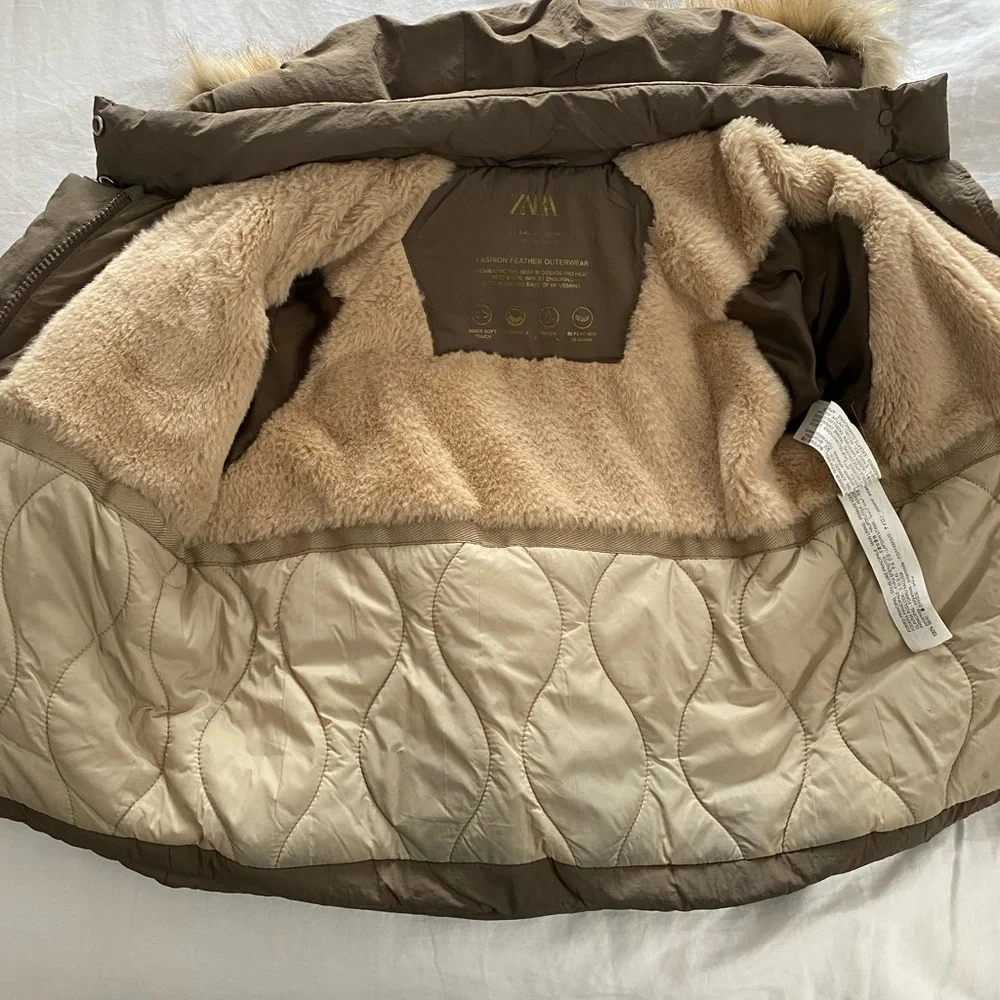 ZARA kids winter down jacket unisex repellent brown 3-4 years (40.9 inches) - Picture 4 of 6